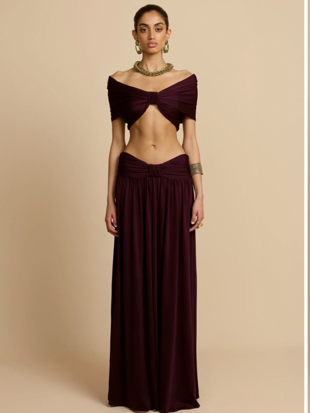 Arcina Ori Plum Two-Piece Set | Alessia Top & Maxi Skirt | NWT